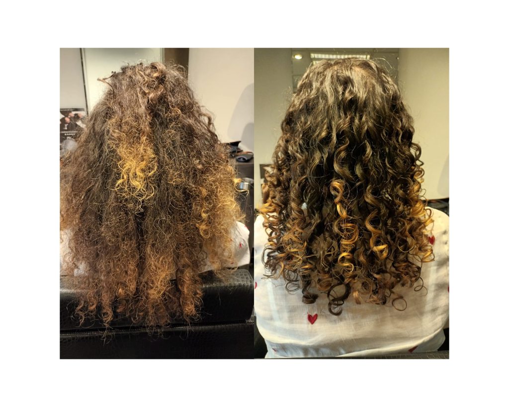 Krullen voor en na een behandeling bij Kapsalon Trendline